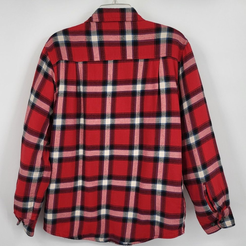 Wrangler Jacket Small Red Tartan Plaid Flannel Shacket Sherpa Lined Warm Soft - Picture 2 of 4